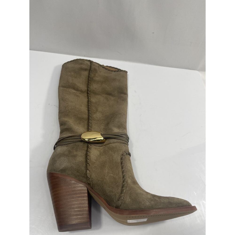 Dolce Vita Jody Boots Womens Size 5.5 Olive Suede Western Mid Calf Block Heel - Picture 5 of 15